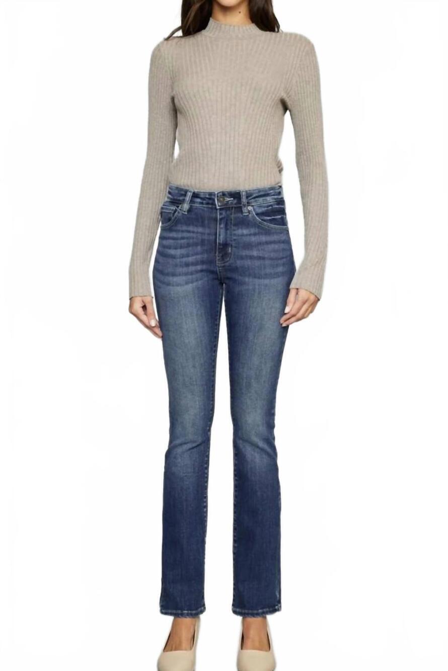 NEW KANCAN high rise skinny bootcut jeans in medium stone wash